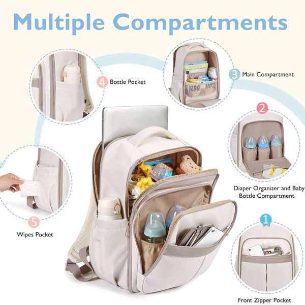 Baby Oxford Diaper Backpack w/ 3 Insulated Pockets