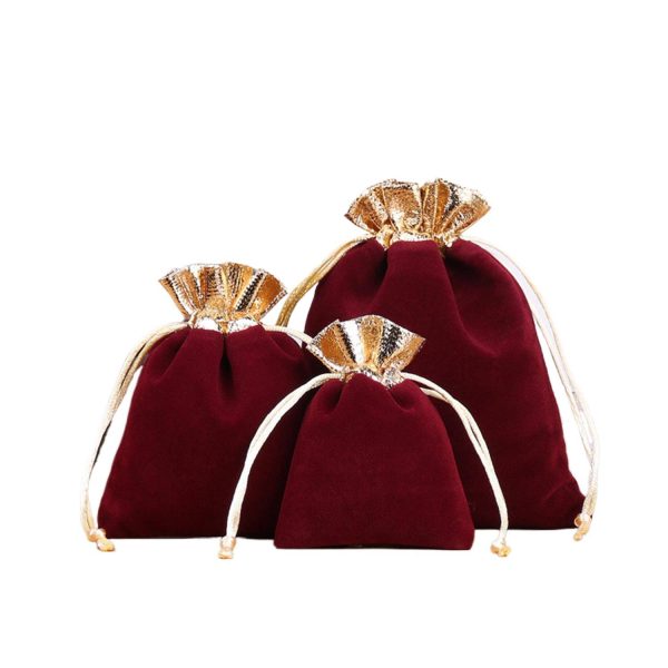 Velvet Two Tone Drawstring Jewelry Pouch