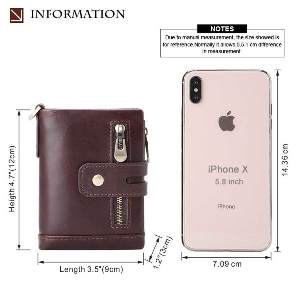 Men's Genuine Leather Slim Zip Wallet