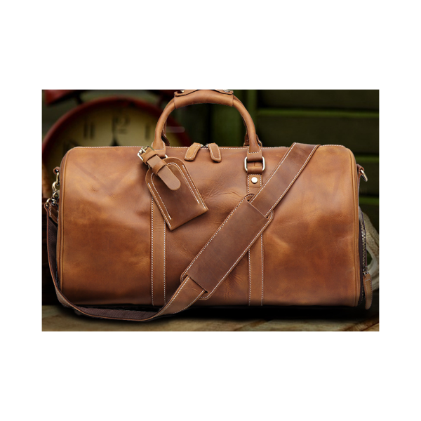 Genuine Leather Sport Gym Duffle Travel Bag