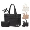 Quilted Nylon Crossbody Tote Bag w/ Mini Pouch