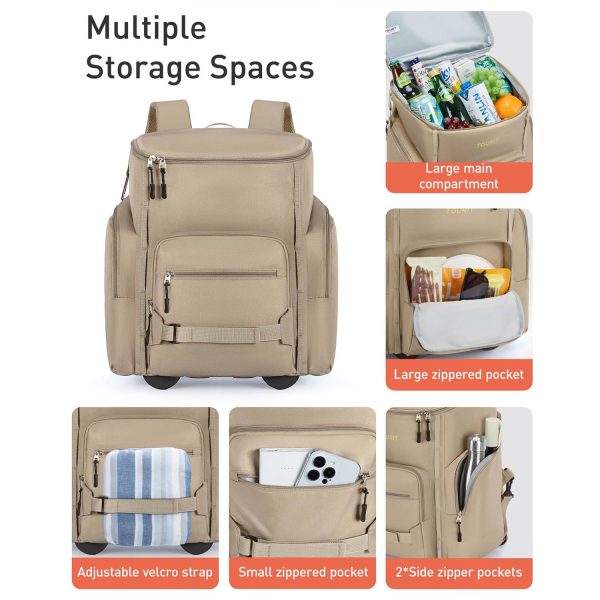 22L Wheeled Oxford Insulated Cooler Backpack w/ Handle