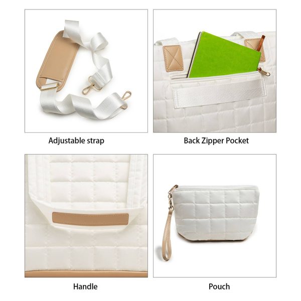 Quilted Nylon Crossbody Tote Bag w/ Mini Pouch