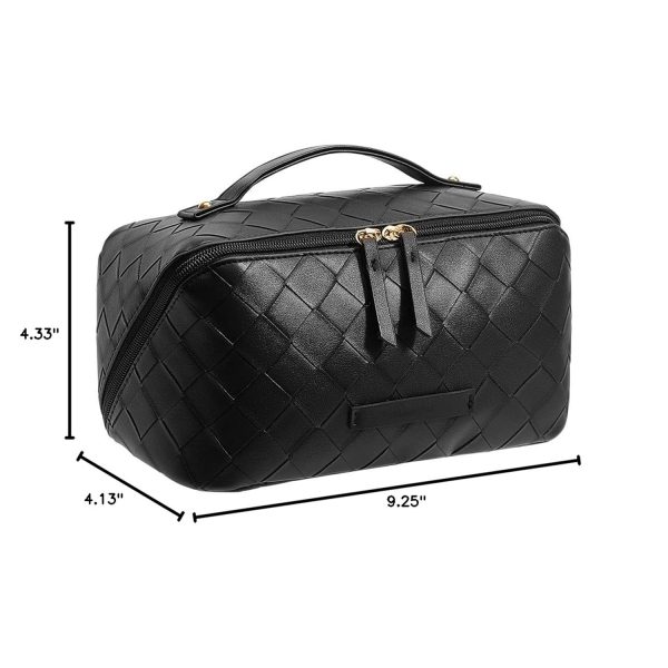 Large Capacity PU Leather Travel Cosmetic Bag w/ Compartment