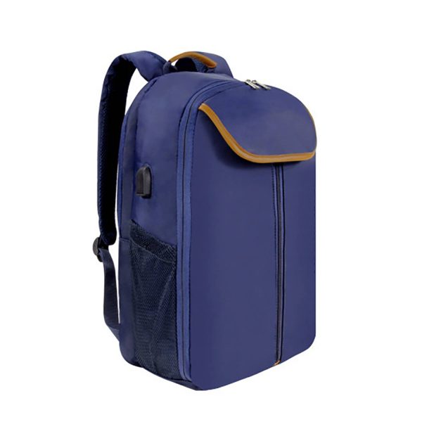 Double Zipper Nylon Backpack w/ USB Port