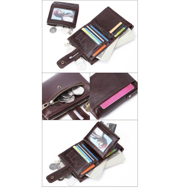 Men's Genuine Leather Slim Zip Wallet