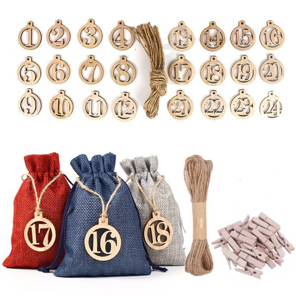 Christmas Advent Calendar Decorations 24 Days Gift Bag