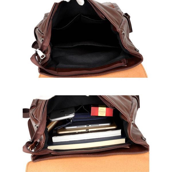 PU Weekend Travel Vintage Laptop Bookbag Backpack for Men