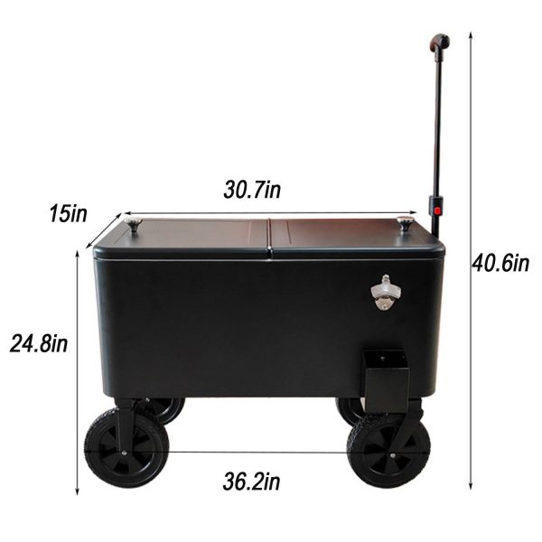 75L Outdoor Rolling Cooler w/ Extendable Handle