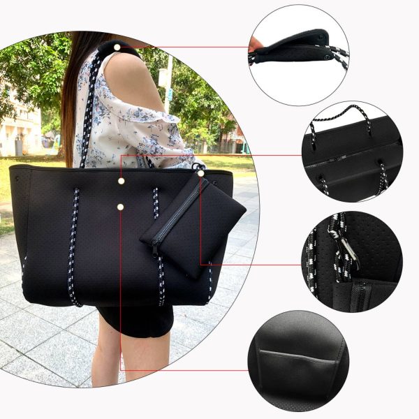 Women's Neoprene Tote Bag w/ Pocket for Beach Travel