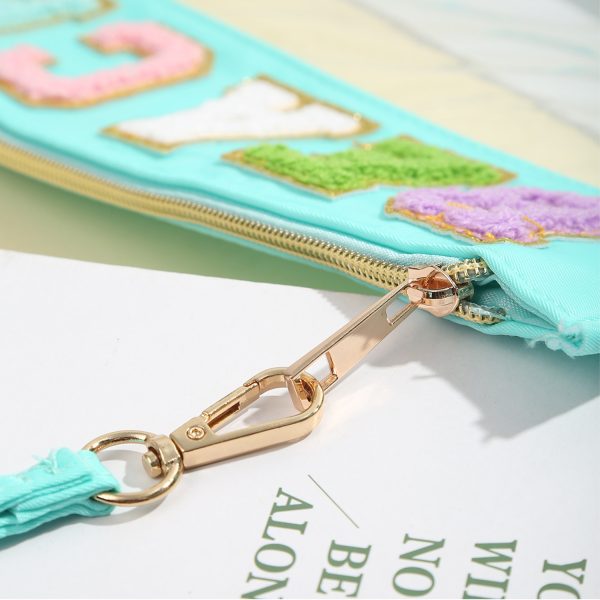 Waterproof Chenille Letter Clear PVC Cosmetic Bag