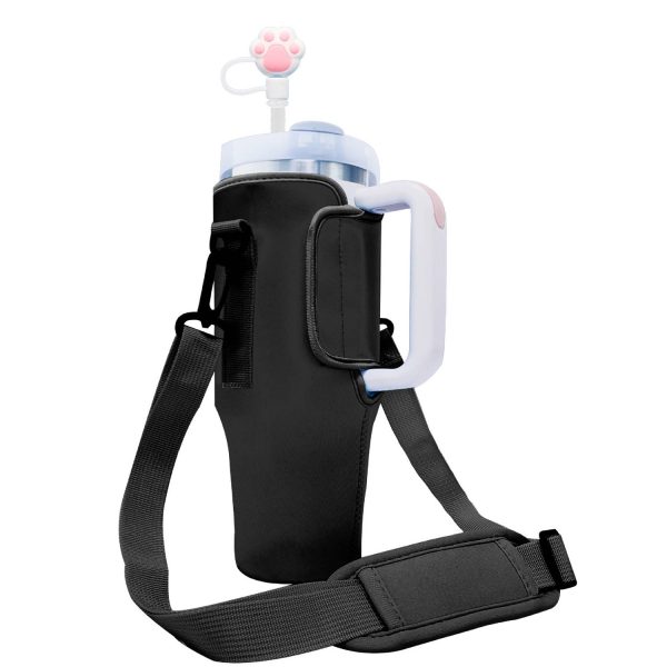 Neoprene water cup cover with adjustable shoulder strap