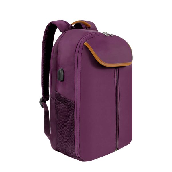 Double Zipper Nylon Backpack w/ USB Port