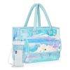 Holographic PVC Waterproof Beach Tote Bag w/ Phone Pouch