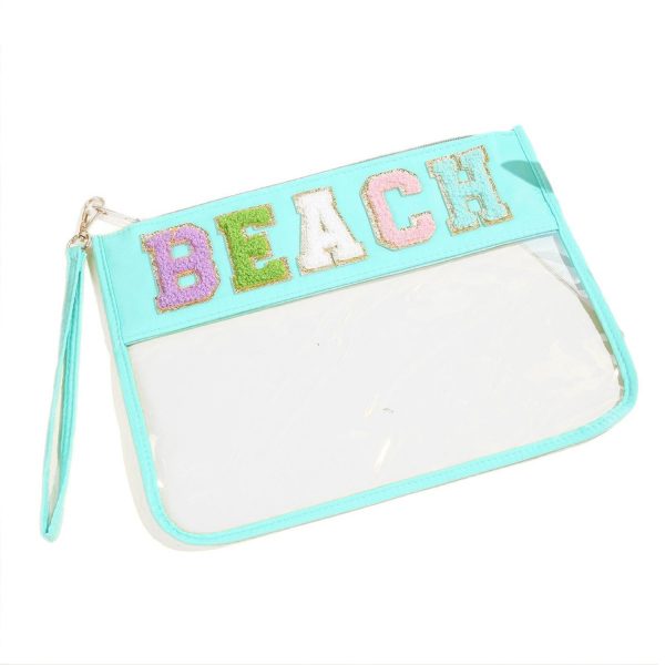 Waterproof Chenille Letter Clear PVC Cosmetic Bag