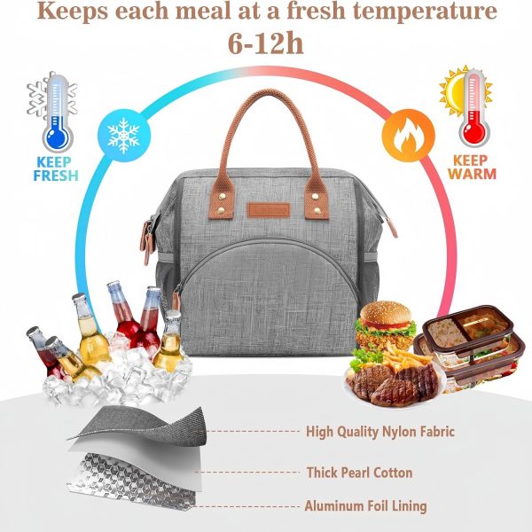 10L Wide Open Nylon Insulated Lunch Cooler Tote Bag w/Handle