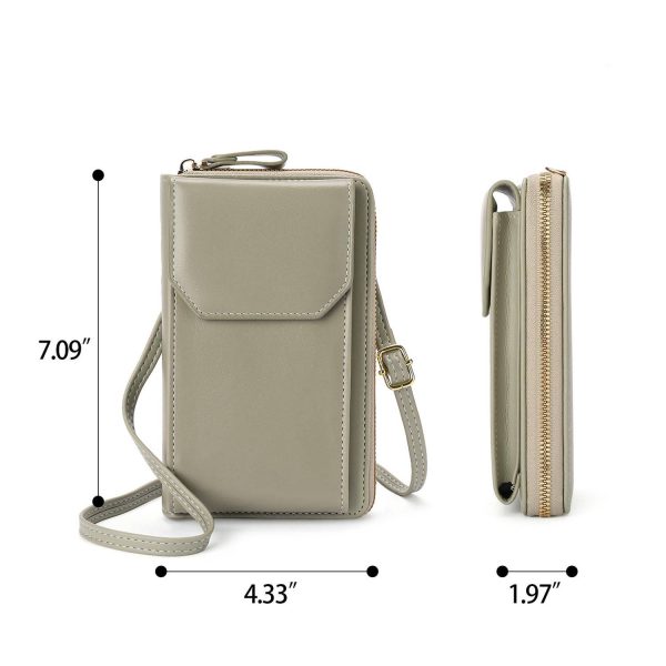 Women RFID PU Leather Crossbody Wallet w/Card Slots
