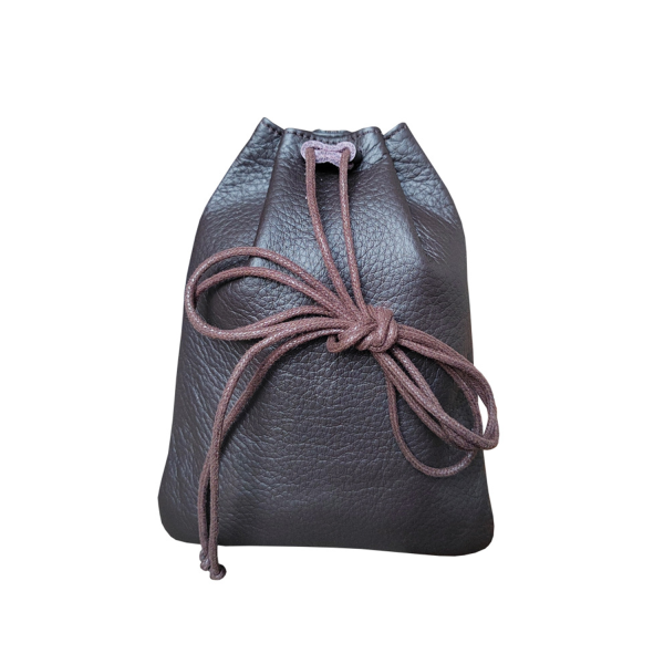 Genuine leather drawstring coin purse