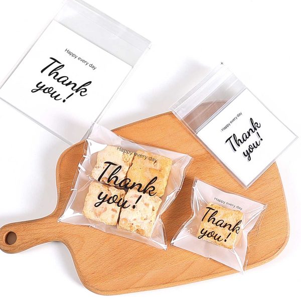 2.75x2.75", 4x4", 5x5" Self-Sealing ‘Thank you’ Bags
