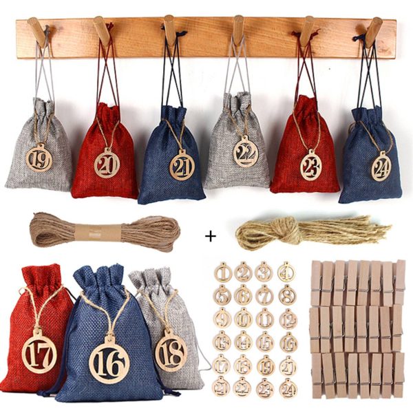 Christmas Advent Calendar Decorations 24 Days Gift Bag