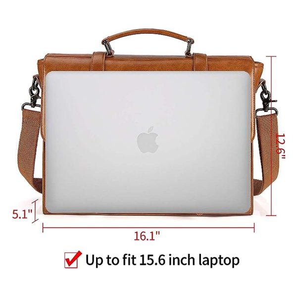 PU Leather Laptop Briefcase Messenger Crossbody Bag