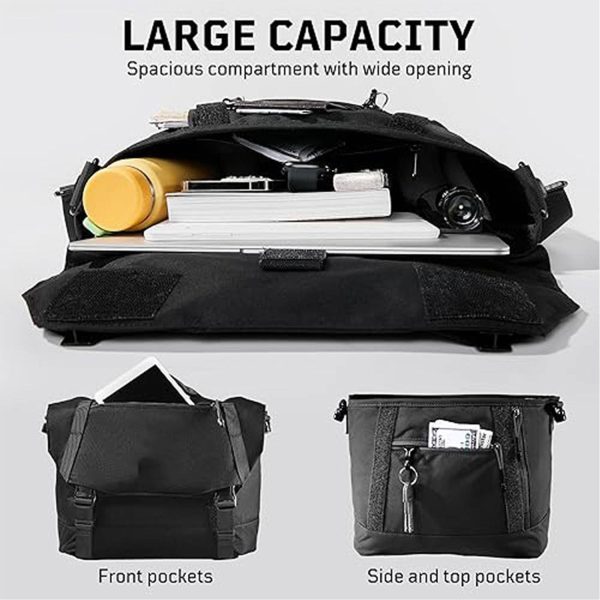 Large Capacity Nylon Messenger Bag w/ Handle for Travel Work