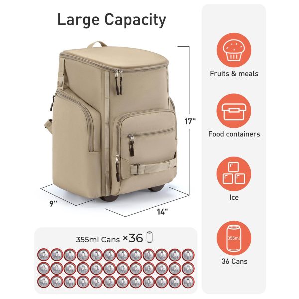 22L Wheeled Oxford Insulated Cooler Backpack w/ Handle