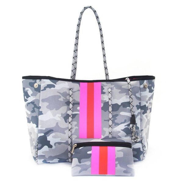 Women's Neoprene Tote Bag w/ Pocket for Beach Travel