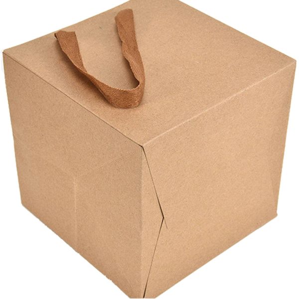 Logo print square paper bag flower shop handbag