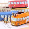 Cartoon City Bus Pencil Pouch Large Canvas Zipper Bag