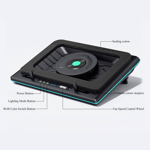 RGB Laptop Cooling Pad with Turbo Fan & Adjustable Stand
