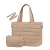 Quilted Nylon Crossbody Tote Bag w/ Mini Pouch
