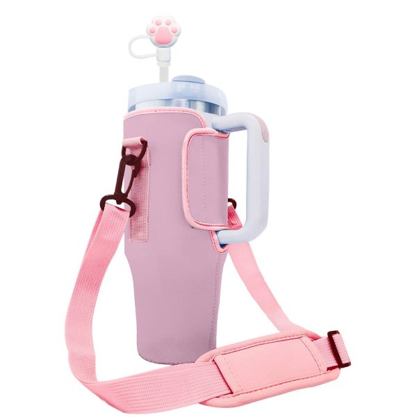 Neoprene water cup cover with adjustable shoulder strap