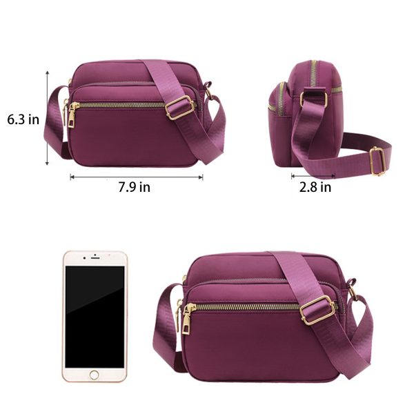 Nylon Crossbody Bag w/ Adjustable Shoulder Strap