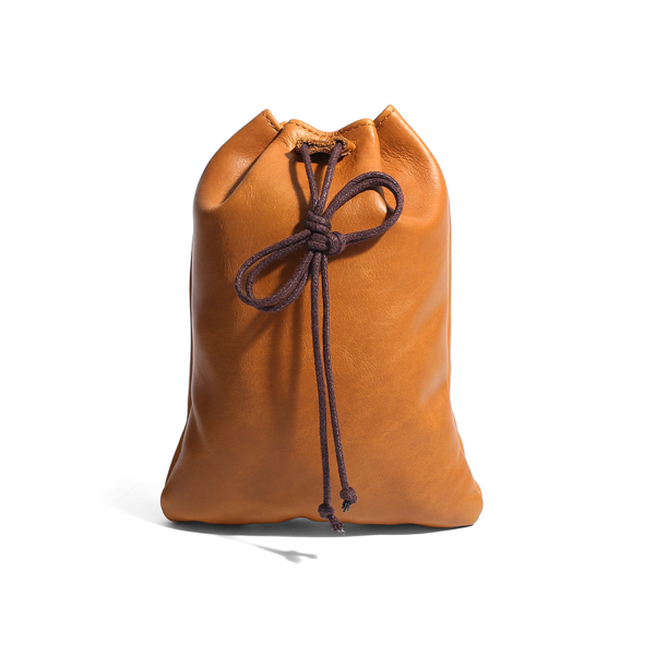 Genuine leather drawstring coin purse