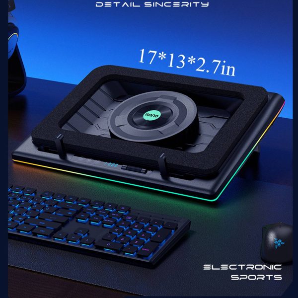 RGB Laptop Cooling Pad with Turbo Fan & Adjustable Stand