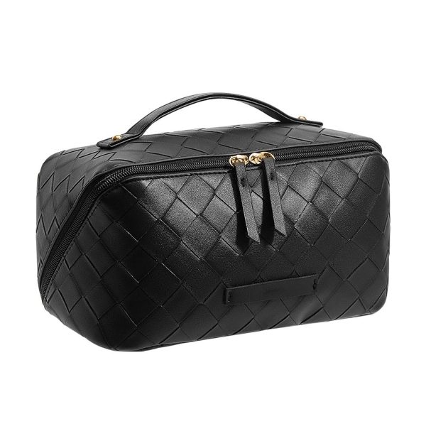 Large Capacity PU Leather Travel Cosmetic Bag w/ Compartment