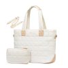 Quilted Nylon Crossbody Tote Bag w/ Mini Pouch
