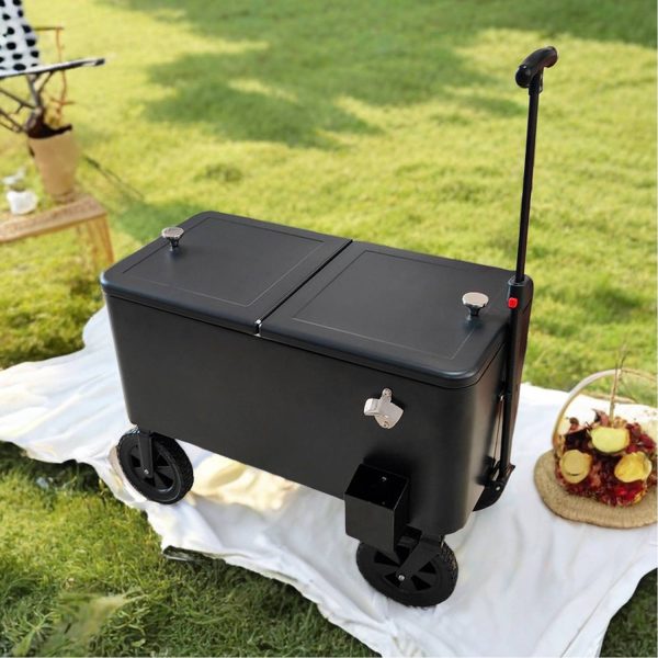 75L Outdoor Rolling Cooler w/ Extendable Handle