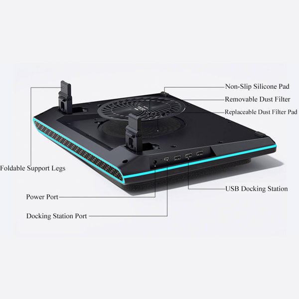 RGB Laptop Cooling Pad with Turbo Fan & Adjustable Stand