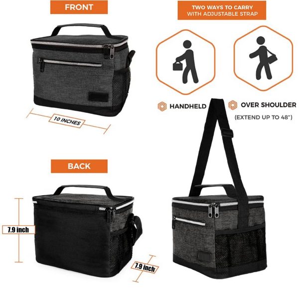 8L Leakproof Oxford Insulated Lunch Cooler Bag w/ Pocket