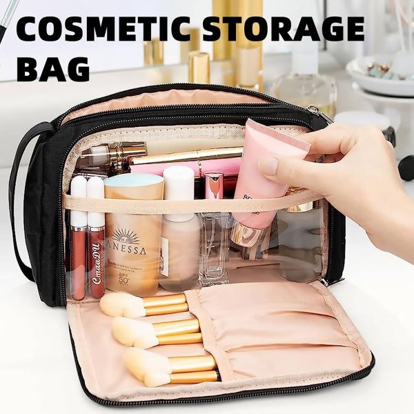 Portable PU Leather Travel Cosmetic Bag w/ Handle