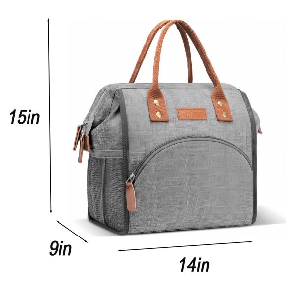10L Wide Open Nylon Insulated Lunch Cooler Tote Bag w/Handle