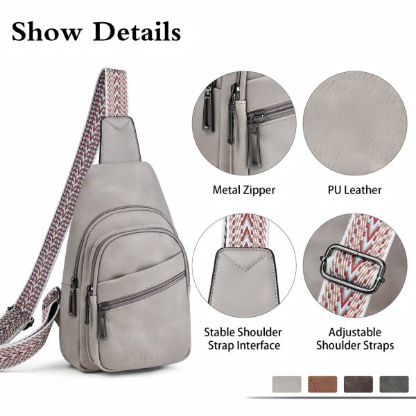 Vintage PU Sling Bag w/ Adjustable Strap