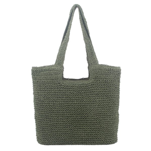 Handwoven Paper Rope Beach Tote Bag w/ Polyester Lining