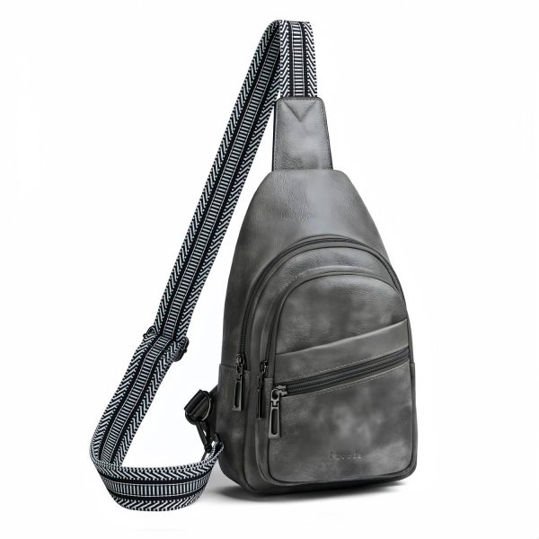 Vintage PU Sling Bag w/ Adjustable Strap