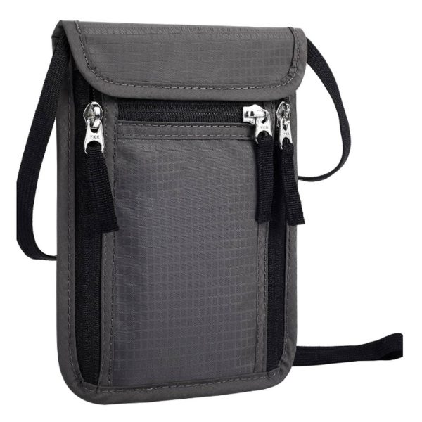 Travel Canvas Neck Wallet w/ RFID Blocking Passport Holder