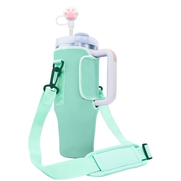 Neoprene water cup cover with adjustable shoulder strap