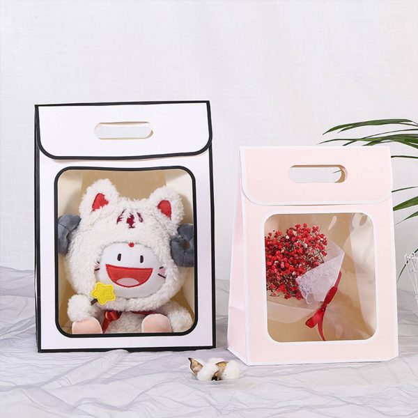 Kraft Paper Cute Gift Bags W/ Clear Window