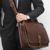 Leather Briefcase for Men Computer Bag Laptop Waterproof